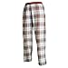 Brown and Light Blue tartan plaid check flannel cotton pants for lounging, sleep, sports. Unisex relaxed fit, available in 3 Youth sizes, exposed elastic waist