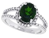 2.05ct Oval Shaped Chrome Diopside Ring with Diamonds in 14Kt White Gold