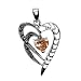 Sterling Silver & Champagne CZ Assymetrical Twin Heart Marcasite Pendant