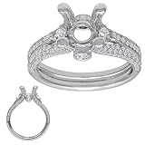 14K White Gold 0.78cttw Round Diamond Semi Mount Engagement Ring