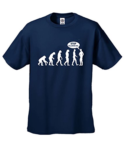 Funny Tshirt for Men – Stop Following Me – One of the Best Gifts for Him Under 20 – Guys Will Love This Tshirt – Blue -S
