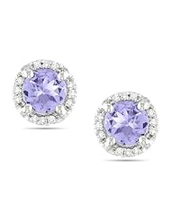 10k White Gold Tanzanite and Accent Diamond Stud Earrings (0.75 Cttw, G-H Color, I2-I3 Clarity)