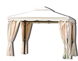 H.G.IMPORT 506200 Aluminium-Pavillon Dubai  Alugestell hellgrau, verschliessbare Seitenbezuege