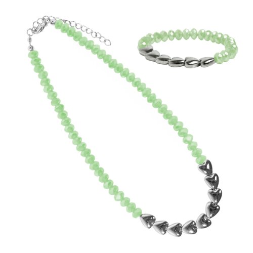 Schmuck-Art Damen-Set PaduaI Kette/Armband silver/lt.green 30756 Preisvergleich