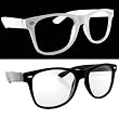Lot of 2 Nerd Glasses Buddy Holly Wayfarer Black and White Frame Clear Dark Lenses