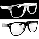 Lot of 2 Nerd Glasses Buddy Holly Wayfarer Black and White Frame Clear Dark Lenses