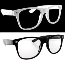 Lot of 2 Nerd Glasses Buddy Holly Wayfarer Black and White Frame Clear Dark Lenses