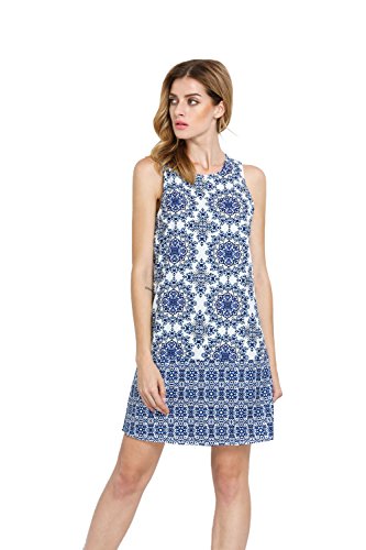 ROMWE Women's Summer Sleeveless Missy Tank Dress With Print