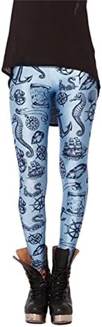 Yikanul Women's Fashion Digital Print Falsh Voyager Pattern Sexy Leggings(baby blue)