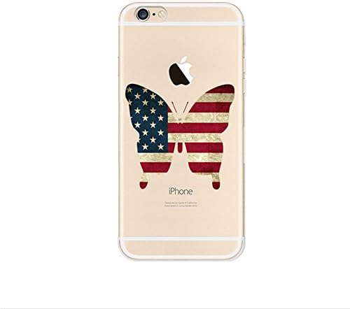 iPhone 6/6S Case,iDFORU iPhone 6 / 6S Translucent Silicone Protective Case Soft Flexible TPU Back Cover Bumper Ultra Thin Case for 4.7 inch iPhone 6/iPhone 6s (American Betterfly))