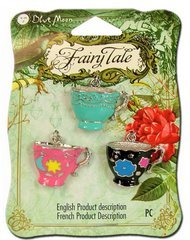 Blue Moon Charm Fairy Tale Metal/Enamel Teacup Multicolor (2 Pack)