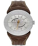 Swisspace - Montre pour homme - Bo&icirc;te acier ovale, cadran silver et bracelet marron cuir