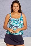 Maxine® Pointilissm Posey Teal Swimdress - Women's Swimsuit Plus Size Swimsuit
