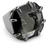 nOir Midnight Ice Claw Grip Square Stone Ring,