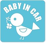 imoninn BABY in car ステッカー　【マグネットタイプ】　No.02　コトリさん　（水色）