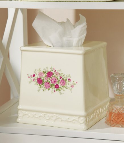 Pink Rose Floral Tissue Box Cover by Winston Brands