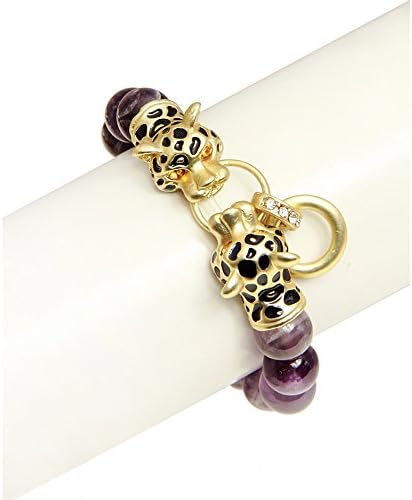 SAACHI accessories Leopard Bracelet with Gemstones Bracelet (Grey Agate)