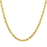 Men's 10k Yellow Gold 5mm Hollow Rope Chain Necklace, 24