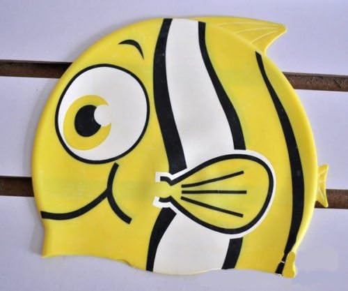 Orierchant 2014 Hot sale Cute Cartoon Fish Durable Silicone Hat for Children Kids Swimming Cap Swim