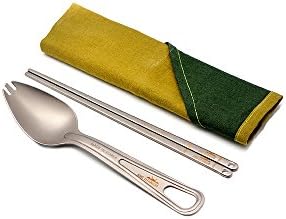 Titanium Spork+chopsticks+linen Napkin Case for Camping Hiking Backpacking