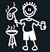 My Family Car Stick Figure Sticker Decal Father Barbecue- F10