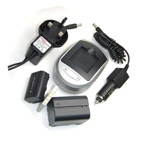 Compatible Accessory Kit - High-Capacity Rechargeable Lithium-ion Battery and Battery Charger ( Mains Leads & Car ) for / fits digital camera/camcorder model JVC GZ-MG20EK