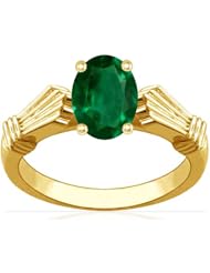 18K Yellow Gold Oval Cut Emerald Solitaire Ring