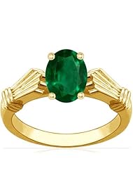14K Yellow Gold Oval Cut Emerald Solitaire Ring