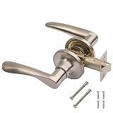 TRIDENT Door Handle Pair Lever on Rose Set with Adjustable Latch Passage Satin Nickel Plated by Exce