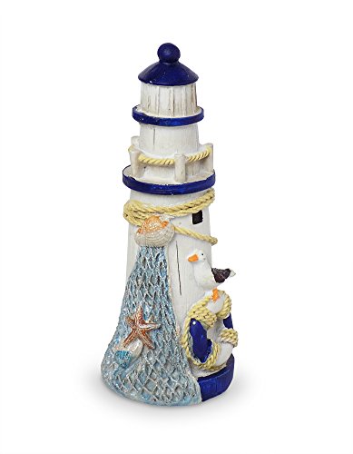 Blauer Leuchtturm mit Fischernetz