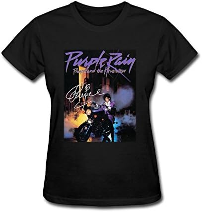 Dajiu Women's Prince Purple Rain Signature T-shirt Black XXL