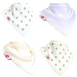 (ジッピー)Zippy 赤ちゃん（男児） 幼児用 バンダナスタイル よだれ掛け （シンプルな白とクリームのセット 4枚パック)