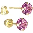 Solid 14KT Yellow Gold .47 Carat Cubic Zirconia JUNE Birthstone Earrings