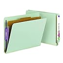 Smead End Tab Pressboard Classification File Folder with SafeSHIELD&reg; Fasteners, 1 Divider, 2" Expansion, Letter Size, Gray/Green, 10 per Box (26800)