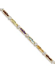 14k Completed Genuine Fancy Diamond & Gemstone Rainbow Bracelet