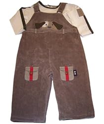 Minibasix Infant Boy Puppy Corduroy Overall Set