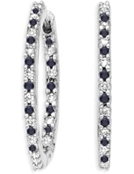 1/2 ct. tw. Alternating Black and White Diamond Hoop Earrings in 10K White Gold