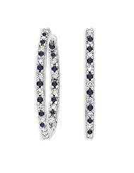 3/4 ct. tw. Alternating Black and White Diamond "In and Out" Hoop Earrings in 10K White Gold