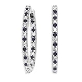 10K White Gold 1/5 ct. Alternating Black and White Diamond Hoop Earrings