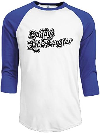 ZHUN Men's Daddy's Lil Monster Logo 3/4 Sleeve Cotton T Shirts M RoyalBlue