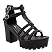 NEW Womens Open Toe Platform Chunky Heel Faux Leather Buckle Pump Trends SNJ SHOES