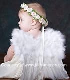 FashionWings (TM) White Feather Angel Wings for Children/babies 6-12 Months. Bonus Photo Frame.
