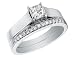 Diamond Princess Engagement Ring & Wedding Band Set 3/4 Carat (ctw) in 14K White Gold