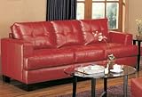 Coaster Samuel Modern Tufted Sofa in Red Bonded Leather