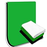 LimoStudio Double Muslin Photo Studio 10 x 20 ft White Muslin Background + 10 x 20 ft Black Muslin Background + 10 x 20 ft Green Chromakey Muslin Background, AGG418