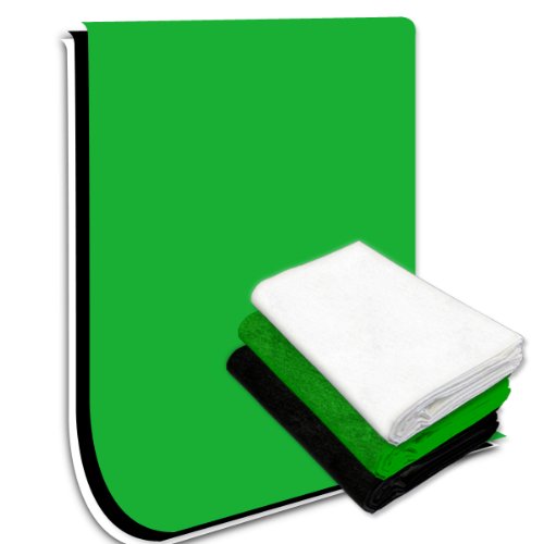 LimoStudio Double Muslin Photo Studio 10 x 20 ft White Muslin Background + 10 x 20 ft Black Muslin Background + 10 x 20 ft Green Chromakey Muslin Background, AGG418