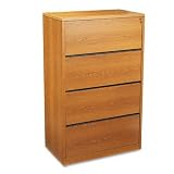 HON 10500 Series Four-Drawer Lateral File, 36w x20d x 59-1/8h, Medium Oak