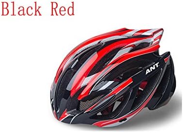 ASQQ Mountain Bike Helmet Bicycle Adult Helmet Cycling Helmet of Equipped With LED Helmet（Free Size） (Black Red)