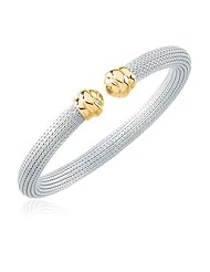 Cuff Bracelet in 14 Karat Yellow Gold and Silver