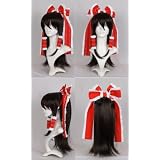 博麗霊夢　コスプレ　ウィッグ リボンカチューシャ　髪飾り ヘアネット付　東方project